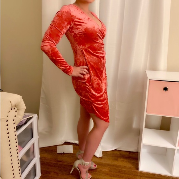 Velvet Long Sleeve Wrap Dress - Picture 4 of 7